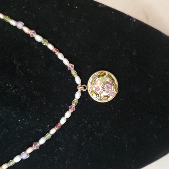 Michael Golan Purple Flower Design Beaded Necklace - Picture 1 of 6